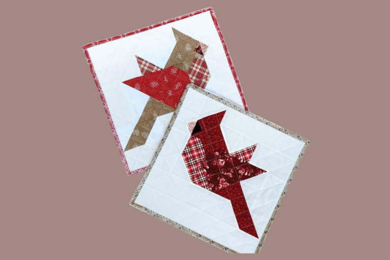 cardinal bird paper piece pattern in reds
