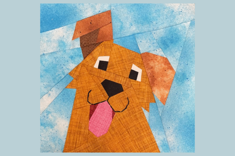 brown dog animal quilt block pattern