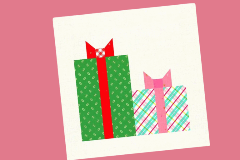christmas presents in green and multi colored
