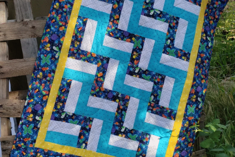 blue and black rail fence quilt pattern