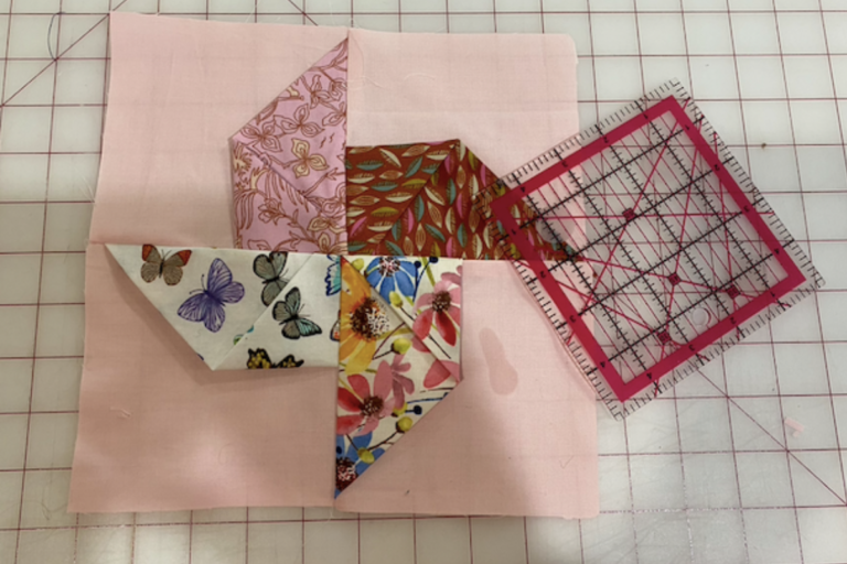 scrap fabric pinwheel quilt block